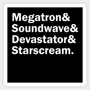 Funny Names x Transformers Decepticons (Megatron, Soundwave, Devastator, Starscream) Sticker